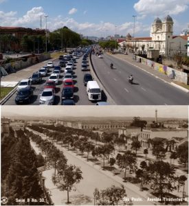 Avenida Tiradentes. Hoje e antes. Fotos: M.Calliari /Guilherme Gaensly.