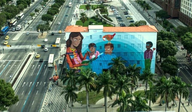 O trabalho faz parte do projeto ‘Rio Big Walls‘ da Secretaria Municipal de Cultura que pretende valorizar espaços por meio da arte urbana. Foto: Humberto Ohana