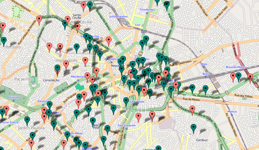 Em 2013, revisão do Plano Diretor contou com mapa interativo onde cidadãos apontavam problemas e soluções para a cidade. Imagem: Gestão Urbana / PMSP.  