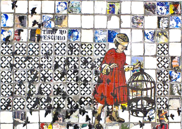 Obra da artista portuguesa Manuela Pimentel na Exposição "Barroco Ardente e Sincrético - Luso-Afro-Brasileiro". Imagem: Divulgação.