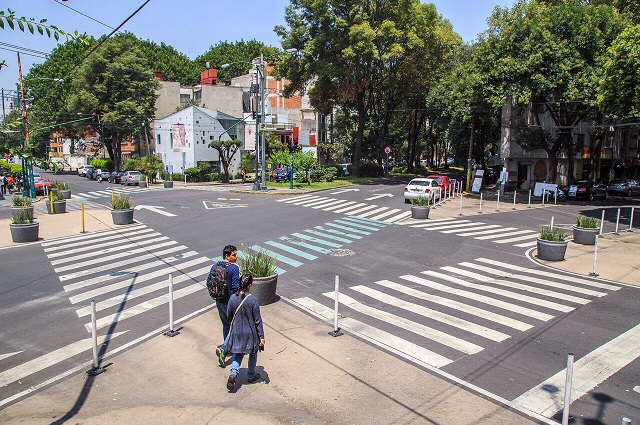 Cidade do México: ruas redesenhadas para aumentar a segurança dos pedestres. Foto: Sedema CDMX.
