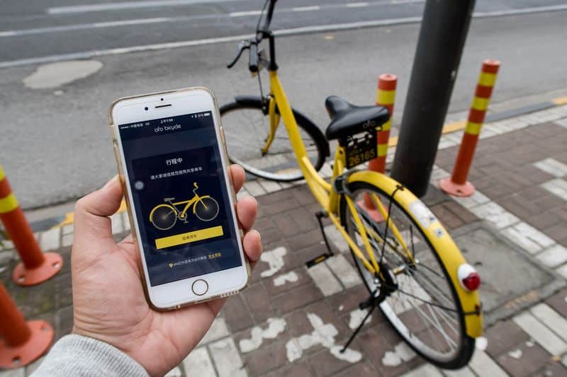 Yellow: sistema de bike sharing não tem estações, por isso são conhecidas pelo termo “dockless”. Foto: Divulgação.