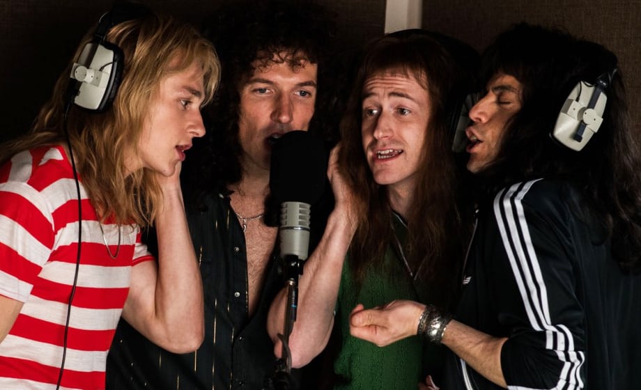 O elenco principal do filme conta com Rami Malek, vivendo o Freddie Mercury; Ben Hardy como Roger Taylor; Gwilym Lee como Brian May e Joseph Mazzello encenando John Deacon. Foto: Divulgação.