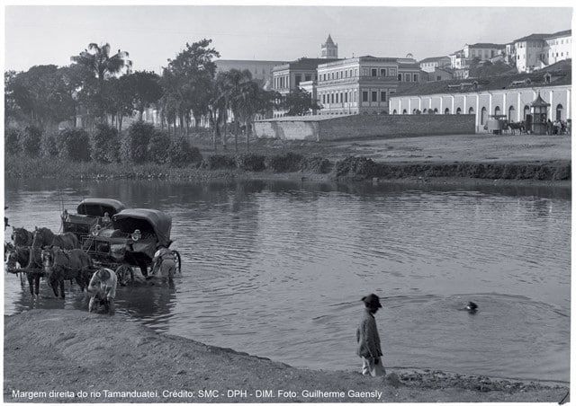 Margem direita do rio Tamanduateí no fim do século XIX. Foto: Acervo SMC.