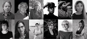 De cima para baixo, da esquerda para a direita: Mia Couto, Milton Hatoum, Fernanda Montenegro, Kalaf Epalanga, Russo Passapusso, Zamaswazi Dlamini-Mandela, Angélica Freitas, Lilia Schwarz, Berna Reale, Alexandra Lucas Coelho, Isabela Figueiredo, Ryane Leão. Imagem: Reprodução.