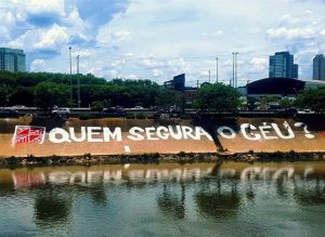 Intervenção artística na Marginal do Rio Tietê na Zona Norte de São Paulo. Foto: Satodobrasil