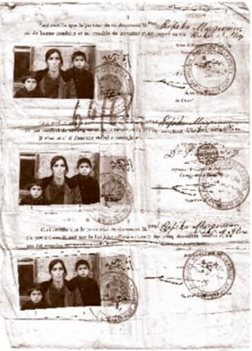 Certificados do casal Markos Margossian e Rebecca Margossian e dos  filhos Krikor e Alice, de 1929. Imagem: Reprodução.