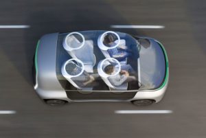 Ideo: carro conceito elétrico autônomo compartilhado. Imagem: Ideo / Divulgação.